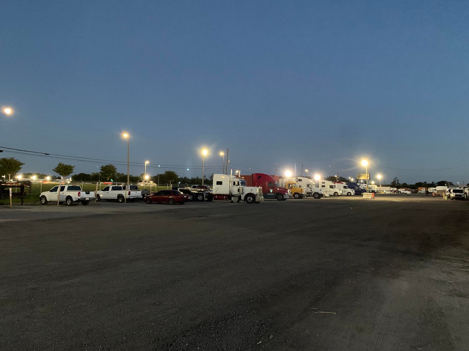 Parking lot at night with illumination